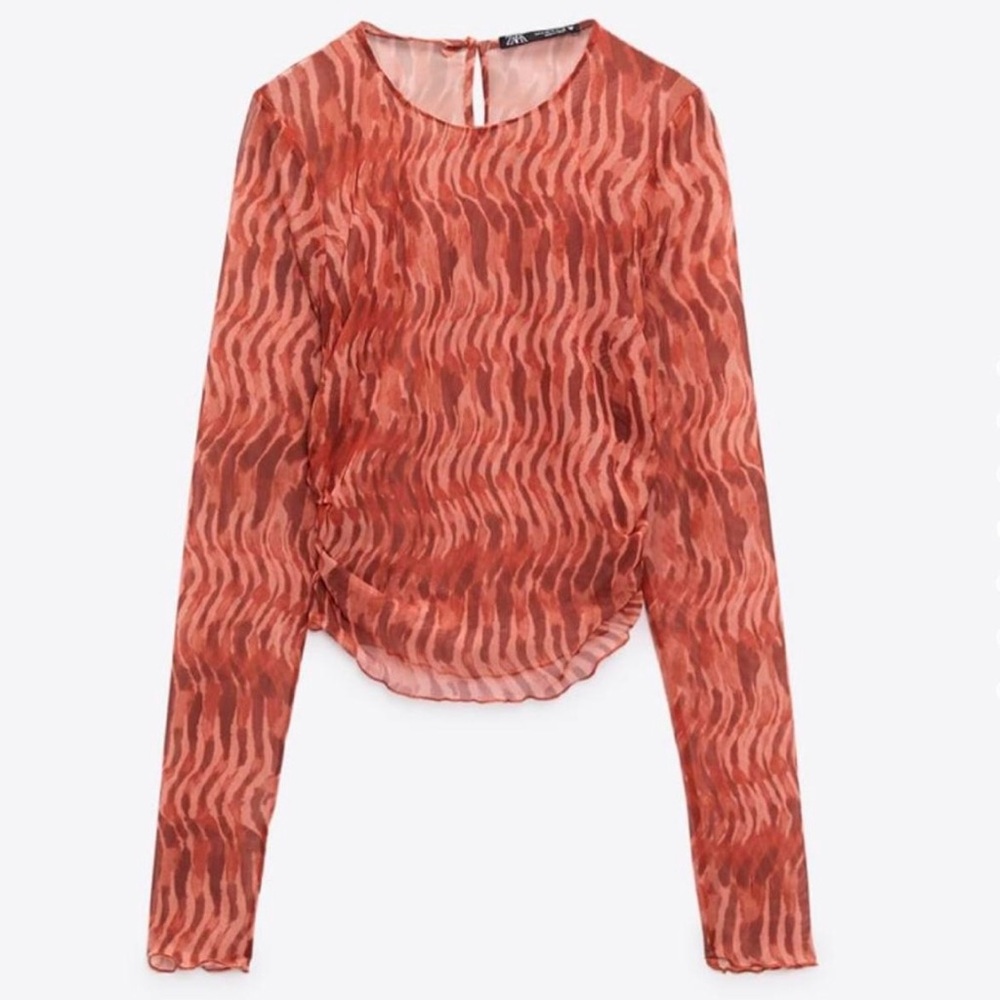 Zara // sheer printed top